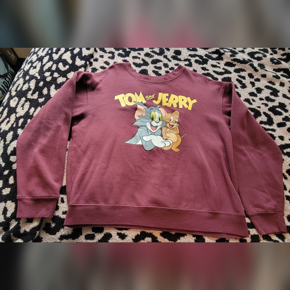 Tom and Jerry Maroon Crewneck